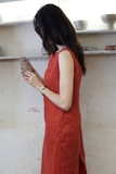 Đầm linen thêu hoa kim tuyến VICTORIA MaxMessi