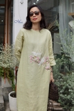 Đầm Linen loang thêu tay hoa đào hạc BLAIR MaxMessi