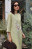Đầm Linen loang thêu tay hoa đào hạc BLAIR MaxMessi