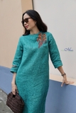 Đầm Linen loang thêu tay hoa đào hạc BLAIR MaxMessi