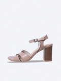 SALSA-SD03 Giày Sandal nữ da thật quai chéo gót trụ 7cm