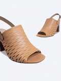 SALSA - Giày Sandal gót trụ 7cm da thật cắt lazer SE01
