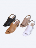 SALSA - Giày Sandal gót trụ 5cm da thật cắt lazer SE02