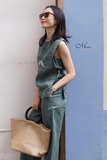T25 Quần linen ống suông chạy gân HEPBURN - MaxMessi