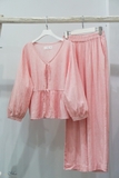 MaxMessi - BABYDOLL Áo linen kẻ sọc thắt nơ