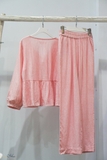 MaxMessi - BABYDOLL Áo linen kẻ sọc thắt nơ