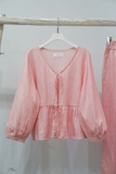 MaxMessi - BABYDOLL Áo linen kẻ sọc thắt nơ