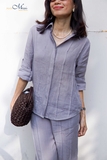 A320 Áo SIMPLE linen pháp xếp ly