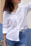 A301 Sơ mi PASTEL linen thêu tay thủ công