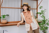 Áo linen phối 2 màu thêu tay PIN- MaxMessi