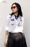 A310 Áo sơ mi Angelie linen thêu bướm