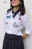 A310 Áo sơ mi Angelie linen thêu bướm