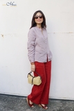 T25 Quần linen ống suông chạy gân HEPBURN - MaxMessi