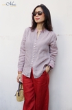 A400 Sơ mi GABRIEL cổ trụ đột chỉ linen châu âu