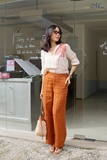 A309 Sơ mi SOPHIA linen Pháp thêu tay hoa se hạt trên vai