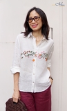 A312 Áo sơ mi  LUCIO linen pháp thêu tay thủ công