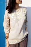 A319 Áo JULIET linen thêu tay thủ công