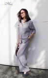 A320 Áo SIMPLE linen pháp xếp ly