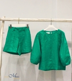 Áo linen thêu tay lửng HEBE - MaxMessi
