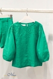 Áo linen thêu tay lửng HEBE - MaxMessi