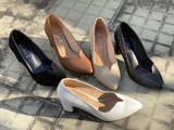 Pumps Kate Gray gót vuông 5cm xẻ mũi
