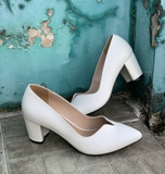 Pumps Kate Gray gót vuông 5cm xẻ mũi