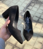 Pumps Kate Gray gót vuông 5cm xẻ mũi