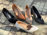 Pumps Kate Gray gót vuông 5cm xẻ mũi