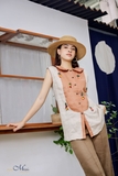 Áo linen phối 2 màu thêu tay PIN- MaxMessi
