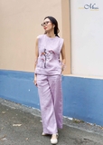 T25 Quần linen ống suông chạy gân HEPBURN - MaxMessi