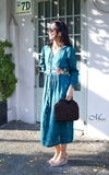 G120 Đầm ELIO linen tay dài thêu eo