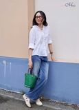 A301 Sơ mi PASTEL linen thêu tay thủ công