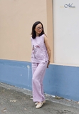 A205 Áo top linen cột dây bên hông thêu tay STIVIE - MaxMessi