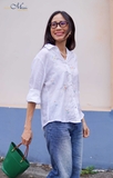 A301 Sơ mi PASTEL linen thêu tay thủ công