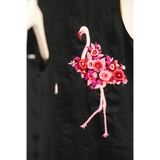 Áo top linen thêu hồng hạc DOMINIC - MaxMessi