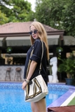A203- SHEMZ Handbag canvas phối da
