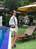 A204-  SHEMZ Cross body bag canvas phối da
