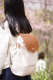 A206- SHEMZ Balo vải hemp phối da bò kích nhỏ Ngang 27cm x Cao 34cm x Đáy 10cm.