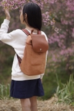 A206- SHEMZ Balo vải hemp phối da bò kích nhỏ Ngang 27cm x Cao 34cm x Đáy 10cm.