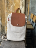 A206- SHEMZ Balo vải hemp phối da bò kích nhỏ Ngang 27cm x Cao 34cm x Đáy 10cm.