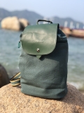 A206- SHEMZ Balo vải hemp phối da bò kích nhỏ Ngang 27cm x Cao 34cm x Đáy 10cm.