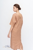 Đầm linen dáng rộng vai đỗ ELIZA - MaxMessi