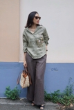 A257 Áo sơ mi linen tay dài ALANA thêu tay hoa cúc nhỏ