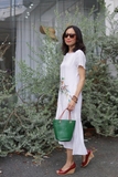 G103 Đầm maxi đuôi cá linen SHAKIRA thêu tay cành hoa lá chim