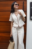 A251 Áo linen tay cộc phối viền AGNES