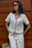 A251 Áo linen tay cộc phối viền AGNES