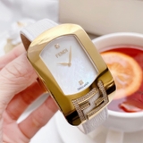 ĐỒNG HỒ NỮ FENDI TIMEPIECES WOMEN’S SWISS CHAMELEON DIAMOND WHITE LEATHER STRAP WATCH 49X29MM F300434541C1