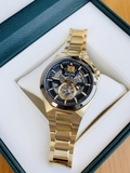 ĐỒNG HỒ NAM BULOVA 98A178 AUTOMATIC SKELETON TONE GOLD DÂY KIM LOẠI 
