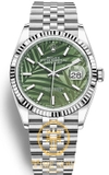 ĐỒNG HỒ ROLEX STEEL DATEJUST 36MM OLIVE GREEN PALM JUBILEE 126234-0047