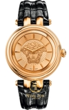 ĐỒNG HỒ NỮ VERSACE VQE030015 KHAI GOLD IP BLACK LEATHER WATCH 38MM